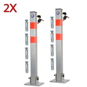 LOCKABLE PARKING BARRIER FOLDING CAR PARK BOLLARD SECURITY DRIVEWAY POST 3 KEYS - Picture 1 of 7