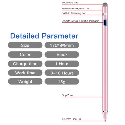 Rechargeable Pencil Active Stylus Pen Compatible For IOS & Android Touch Screens - Image 1 of 4
