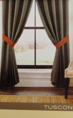 Set of 2 Croscill Classics Curtains Panels Green Brown 41" x 84" Tuscon - Image 1 of 4