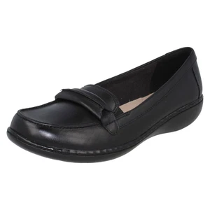LADIES CLARKS ASHLAND LILY LEATHER CASUAL FLAT SLIP ON SHOES LOAFERS UK 5 D