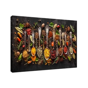 Kitchen Wall Decor, Kitchen Poster, Spoons Herbs Canvas Print, Spice Print - Picture 1 of 14