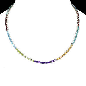 Unheated Oval Amethyst Apatite Citrine Peridot Gems 925 Sterling Silver Necklace