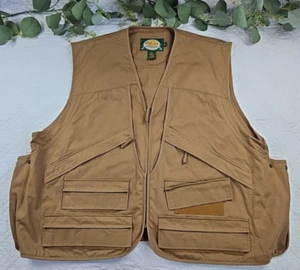 Cabelas Outdoor Gear Tan Zip Hunting Vest Size 3XL Cargo Pockets - Picture 1 of 9