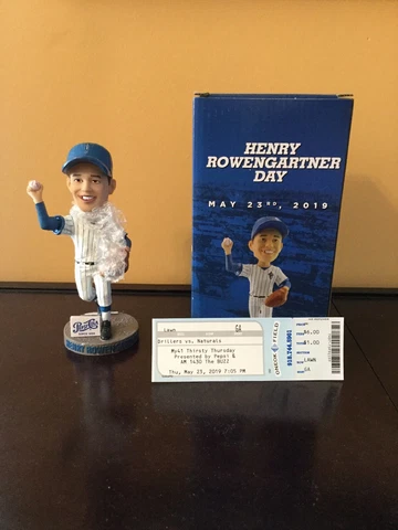 Henry Rowengartner Tulsa Drillers Bobblehead Bobble Arm SGA 2019 Cubs Tix Stub Cover