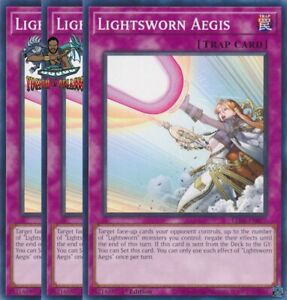 Yugioh! 3x Lightsworn Aegis LEDE-EN077 Common 1st Ed NM