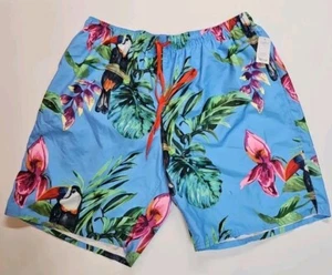 Oasis Swim Trunks Men’s 3XLT Blue Tropical Mesh Lining Board Pockets Shorts NWT - Picture 1 of 8