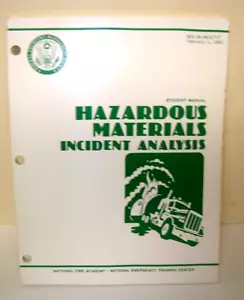 FEMA Hazardous Materials Incident Analysis Student Manual 1985 8.5" x 11" - Picture 1 of 3