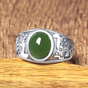 Anillo Jade Verde Joyería Natural Mujer Dije Plata 925 Accesorios Diseñador - Imagen 1 de 5