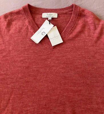 Men's TURNBURY Berry Pink Heather Merino Wool V-Neck Sweater XLarge XL NEW NWT - Image 1 of 3