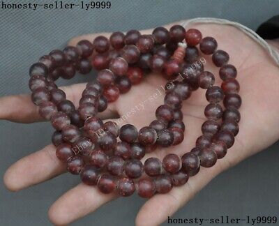 108 Grain Chinese Amber Carving Buddhism Buddha Amulet Necklace Prayer Beads • 55.20$