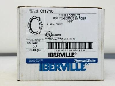 Tuerca de bloqueo de sellado de acero IBERVILLE CI1710-SL 1-1/4 pulgadas para IMC rígido paquete de 50 Foto 1 de 4