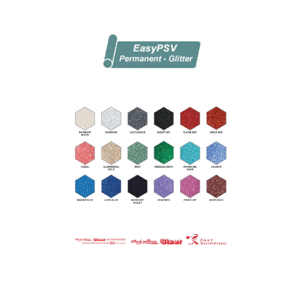 Siser EasyPSV Glitter Vinyl - 12" x 1 ft, 1, 5, 10, 25, 50 Yd FREE Shipping - Image 1 of 1