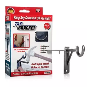 Tap Bracket As Seen On TV Silver Steel Top Mount Curtain Bracket 30 lbs. Capacit - Picture 1 of 4