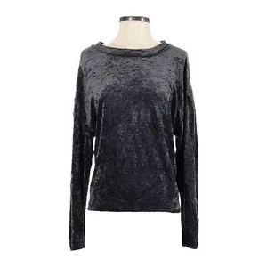 We the Free People Milan Gray Velvet Bishop Sleeve Sweatshirt Size XS - Picture 1 of 10