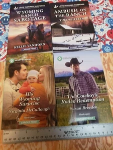 ROMANCE - LOVE INSPIRED & HEARTWARMING - LOT OF 4 PAPERBACK BOOKS - LARGER PRINT - Picture 1 of 2