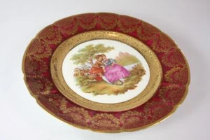 VINTAGE LIMOGES FRANCE GOLD GILDED BLUE CABINET PLATE - Picture 1 of 7