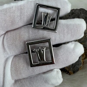 Vintage Cufflinks Swank Crown Design Square Shaped Silver Tone - Picture 1 of 6
