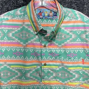 Chubbies Polo Shirt Mens Large Aztec Print Weekend Golf Pullover GUC - Picture 1 of 8