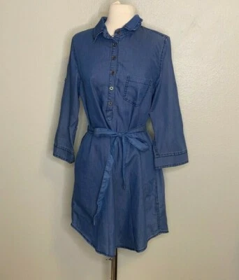 Lulu E Bebe Denim Shirt Dress Sz M - Imagem 1 de 4