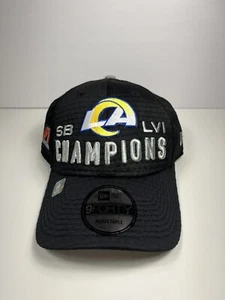 New Era Black LA Rams Super Bowl LVI Champions Snapback 9FORTY Hat Adjustable - Picture 1 of 3