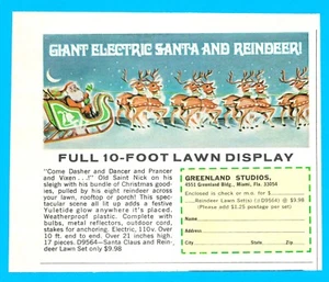 1973 Babbo Natale Prato Espositore STAMPA ANNUNCIO slitta ornamento esterno PICCOLO ANNUNCIO 4,5" x 5,5" - Foto 1 di 3