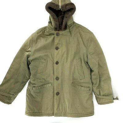 Abrigo Parka Chaqueta Con Capucha XL De Colección Años 50 60 Para Hombres B-9 Militar Bombardero Foto 1 de 4