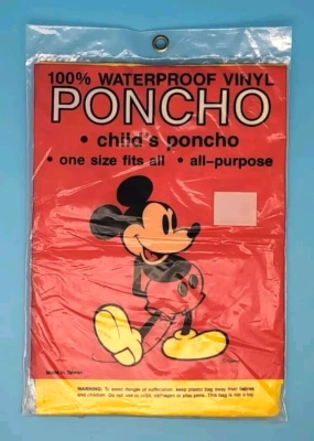Poncho Unisex Niño Amarillo Vinilo Impermeable Disney Mickey Mouse De Colección NUEVO NOS Foto 1 de 4