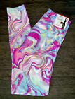 NEW Junior's Crossover ANKLE High Rise Legging by NOBO Pink Blue swirl Soft!!