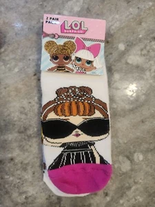 LOL, Surprise! 2 Pair Pack of  Anti - Skid  Ankle Socks One Size - Picture 1 of 2