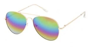 Rainbow Mirrored Aviator Shades - Picture 1 of 7
