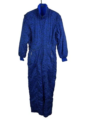 VTG Kaelin Ski Print Reversible Blue Ski Suit Snowsuit By Peter Steinebronn Sz 8 - Image 1 of 4