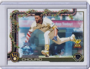 Jackson Chourio 2025 Topps Holiday Reindeer & Candy Cane Holiday Variation H182 - Picture 1 of 2