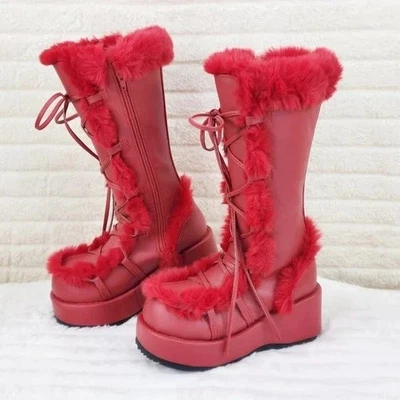 Botas hasta la rodilla Cubby 311 Stomper Red Mammoth Plataforma Gótico Punk NY DEMONIA Foto 1 de 4