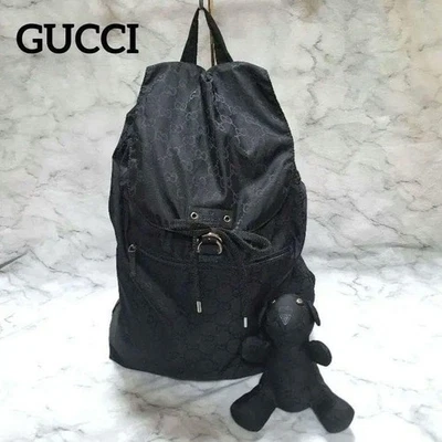 Mochila de nailon rara GUCCI de cuero oso mascota GG de Japón Foto 1 de 4