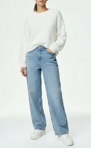 Marks Spencer Wide Leg Jeans Damen 10 REG Mittelblau Lyocell Slouchy NEU - Bild 1 von 13