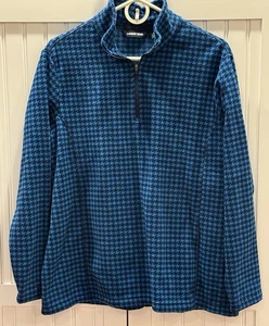 Sudadera Land’s End Nueva con Etiquetas Talla XLP Pequeña Polar Pata de Gallo Azul Negro 1/4 Cremallera - Imagen 1 de 4
