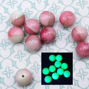 Vintage Uranium Glass Beads 8mm Round Pink Mint Green 10pcs Czech - Picture 1 of 6