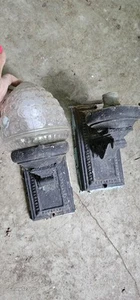 Antique Lamp 1920s Cast Iron Entry Porch Light Set Of 2 Beautiful Check Out Pic - Picture 1 of 12