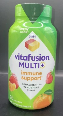 Vitafusion Multi+ Apoyo Inmunológico 2 en 1 Beneficios 90 Unidades Fresa Mandarina Foto 1 de 3