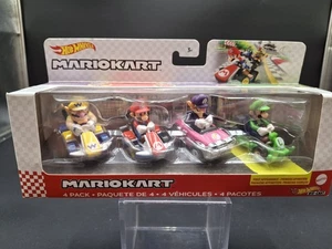 MarioKart Hot Wheels 4 Pack Die-Cast Wario, Mario, Waluigi, Luigi - Picture 1 of 4