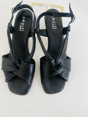 Amalfi by Rangoni  Women's 8.5 B Block Heel Slingback Sandals Black - Image 1 of 4