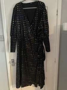 Size 30 Rainbow Metallic Wrap Dress From Simply Be With Elasticated Sleeves - Picture 1 of 6