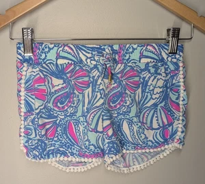 Lilly Pulitzer Girls Target Pull on Shorts M (7/8) Blue/Pink/White EUC - Picture 1 of 4