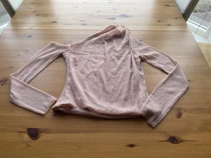 Zara Size L 10-12 Pink Sparkly Long Sleeve Top Cold Shoulder One Side Stretch - Picture 1 of 7