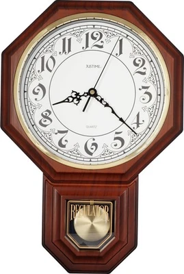 JUSTIME Regulator Pendulum Wall Clock Schoolhouse Westminster Chiming -PP-AV - Image 1 of 4