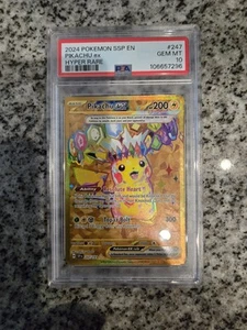 2024 POKEMON SSP EN-SURGING SPARKS HYPER RARE #247 PIKACHU EX PSA 10 - Picture 1 of 2