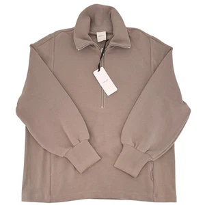 Maglione donna Varley Fullham linea lunga maglia a costine 1/4 zip cenere nuovo con etichette - Foto 1 di 13