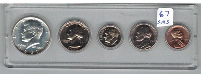 1967 U. S. SMS 5 Coin Birth Year Coin Set W/ 40% Silver  Kennedy Half Dollar - Image 1 of 2
