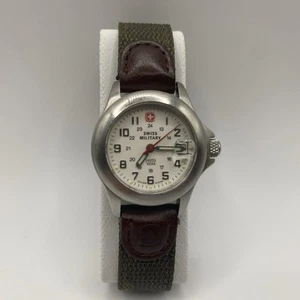 Wenger Swiss Military 100M Silver Tone Quartz Date Field Watch 093.0462 Womens - Picture 1 of 11
