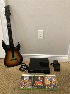 Xbox 360 S Console 4GB + Guitar Hero bundle + Guitar + Games. Tested!! - Picture 1 of 13